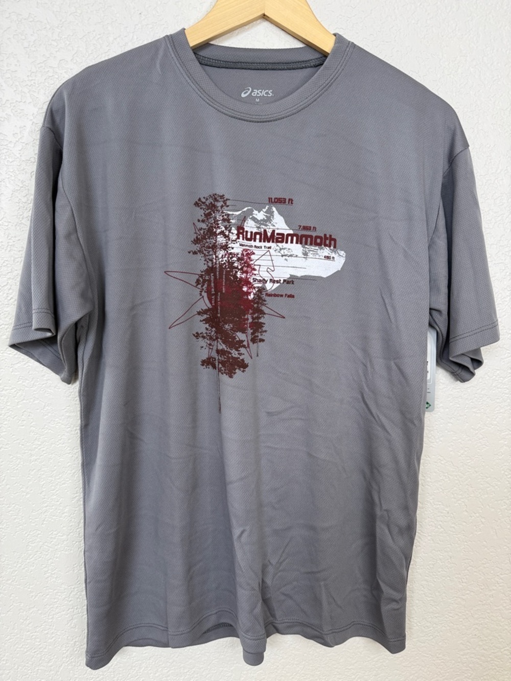 Asics Short Sleeve Running Tee Shirt RunMammoth Gray Size Mens Medium NWT